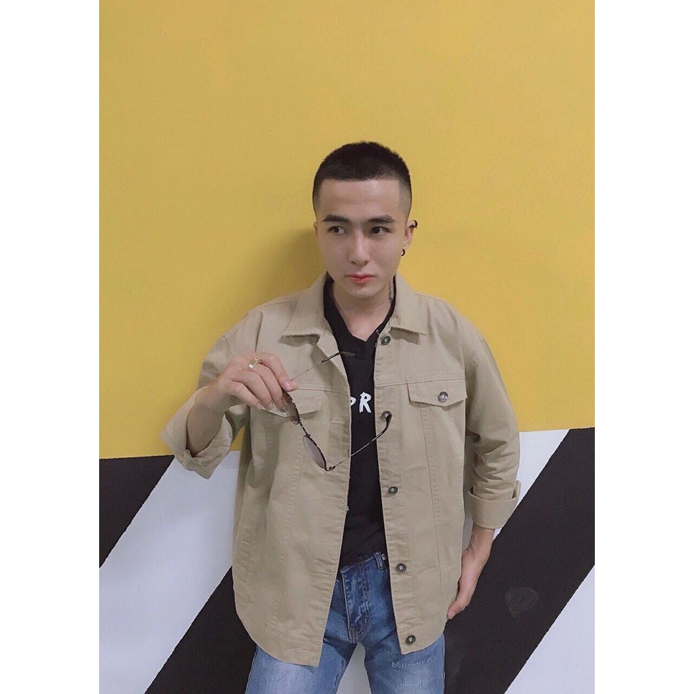 Áo Khoác Jean Kaki Cao Cấp Mẫu Wawa 20 màu vàng, thiết kế cổ điển sáng tạo cực chất, Mua Ngay