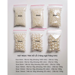 Hạt ngọc trai nhựa có lỗ xâu vòng (nhiều size) | BigBuy360 - bigbuy360.vn