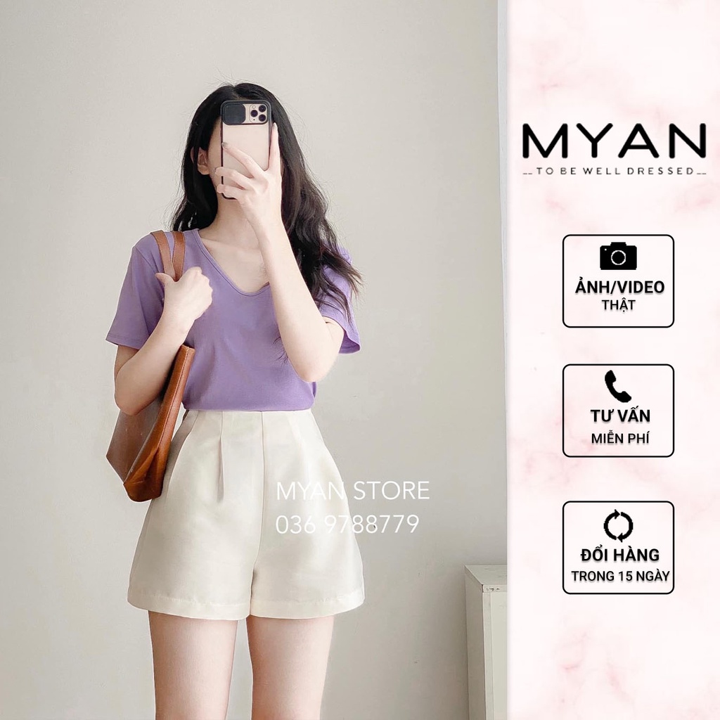 Áo Phông Trơn Nữ MYAN Áo Thun Trơn Cổ Tim Nhiều Màu A012172 (720)