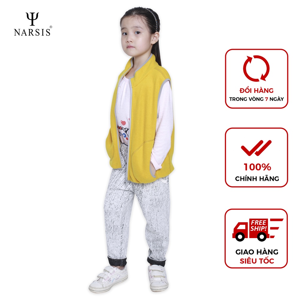 Áo gile bé gái thiết kế mới của NARSIS màu vàng đậm chất liệu mềm ấm kiểu dáng thanh lịch cho bé