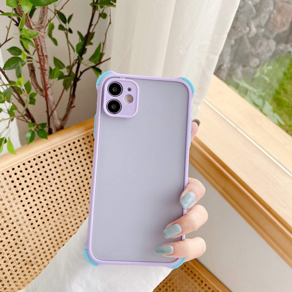 Casing Samsung GalaxyA02 A02S A12 A42 5G A32 4G A21s A71 A51 A50 A50s A30s Macaron Contrast Four Corners Drop Resistance Clear Matte Soft Phone Case