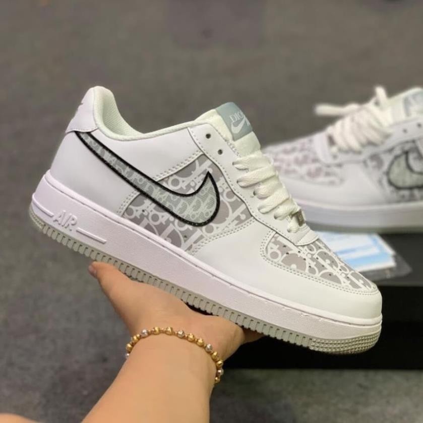 Giày thể thao AF1 vải đen trắng xám Hot trend, Giày sneaker FORCE 1 trắng dùng đi học,tập gym,chạy bộ