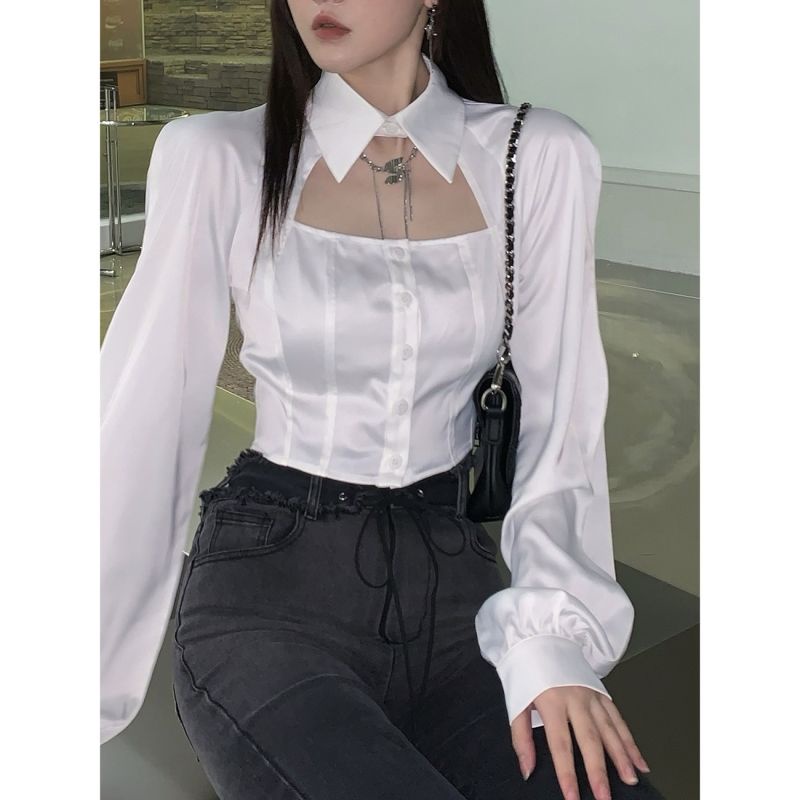 Áo Croptop Ôm Dáng Tay Dài Phong Cách Hàn Quốc Thời Trang Xuân Thu 2022 Mới