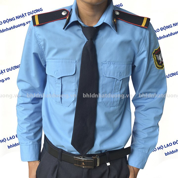 Đồng phục bảo vệ dài tay có logo bảo vê không phụ kiện áo vải kaki si DT02- Nsafe