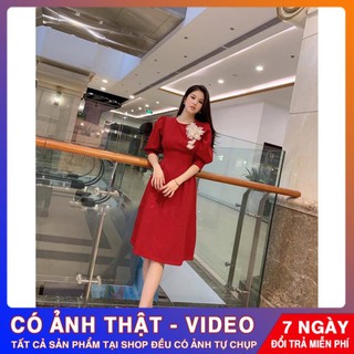 Đầm Thiết Kế Tay Bồng🛑FREESHIP🛑Giảm 30k Khi Nhập Mã [EMILY] Đầm Thiết Kế Tag Hoa - Đủ Size - Kèm Video + Ảnh Thật