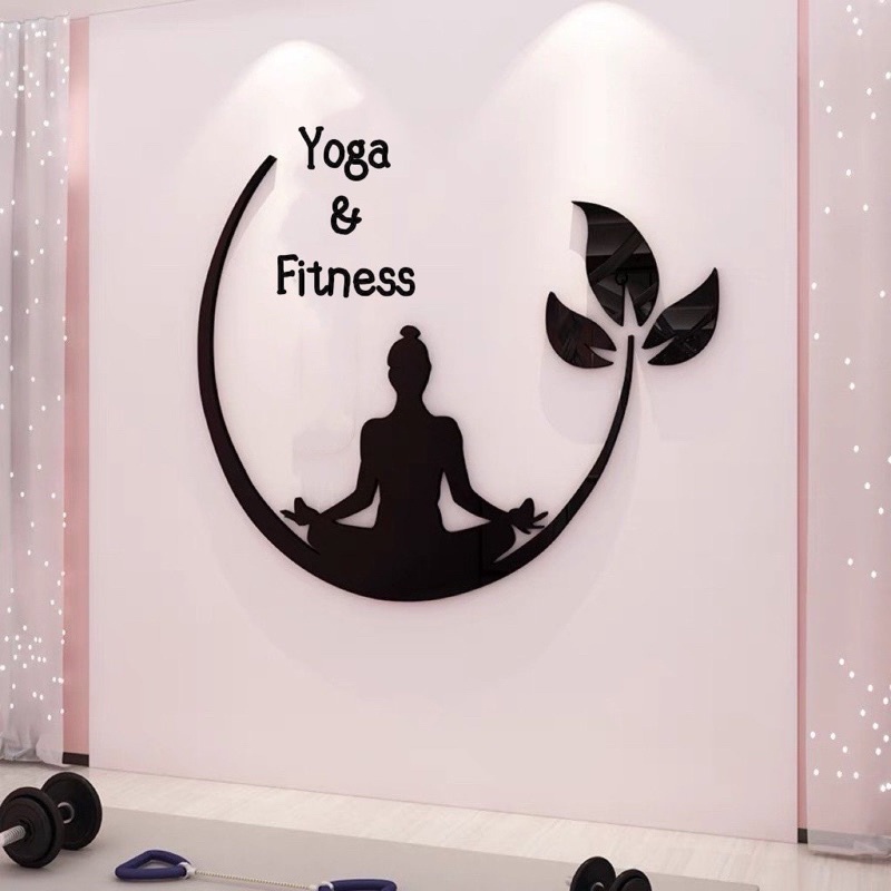 Tranh mica 3d dán tường trang trí phòng tập yoga, thể dục thể thao, shop bán đồ tập