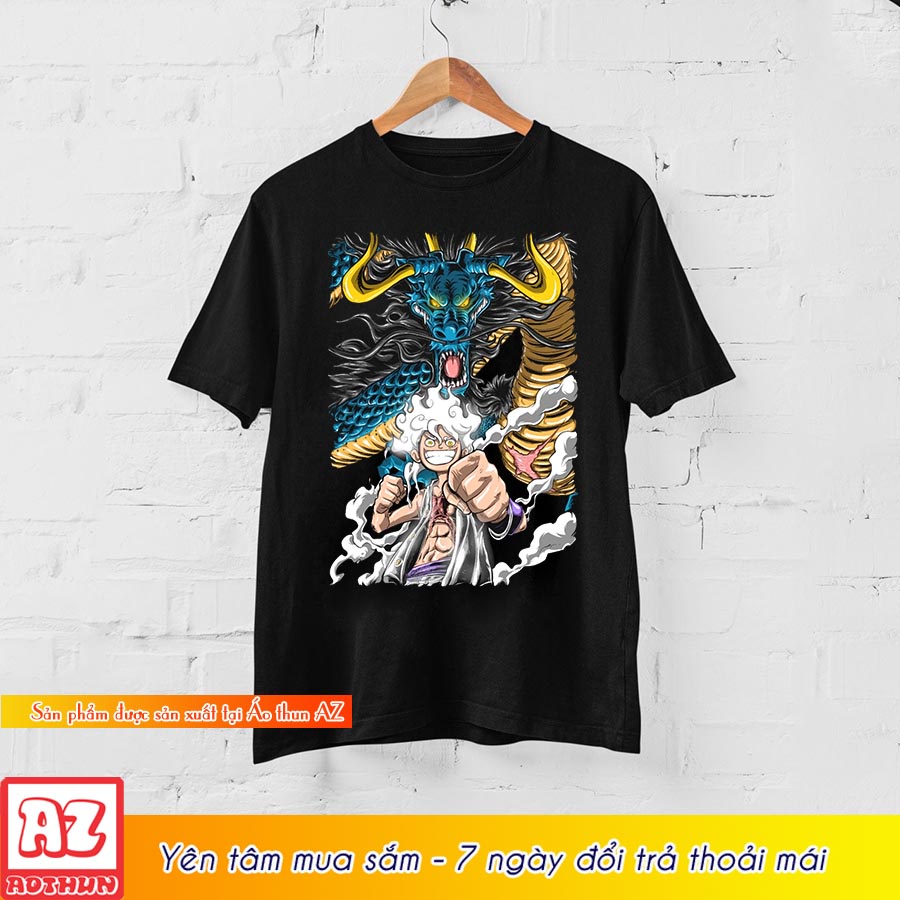 Áo thun one piece in hình luffy gear 5 và rồng kaido - Có size trẻ em M3090