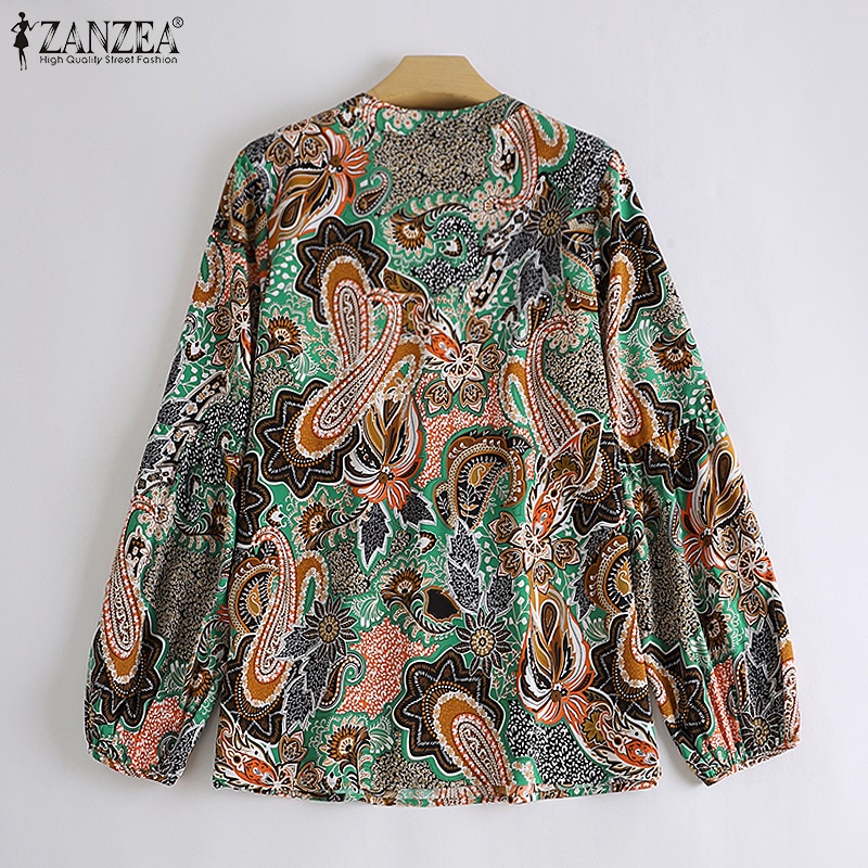 Zanzea Áo Kiểu Babydoll Tay Phồng Họa Tiết Paisley Phong Cách Châu Âu Cho Nữ
