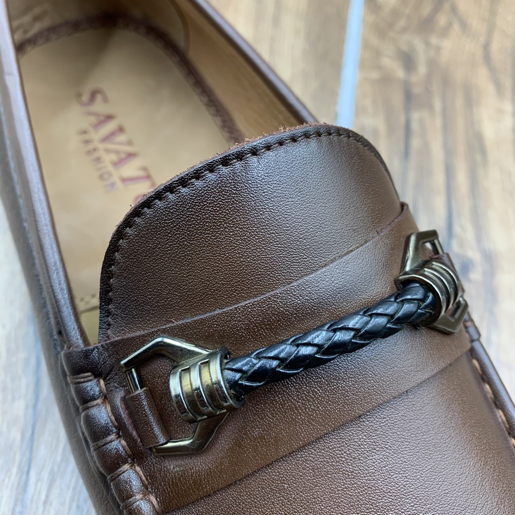 Giầy lười nam da bò thật phong cách sang trọng  + Tặng đón gót sừng