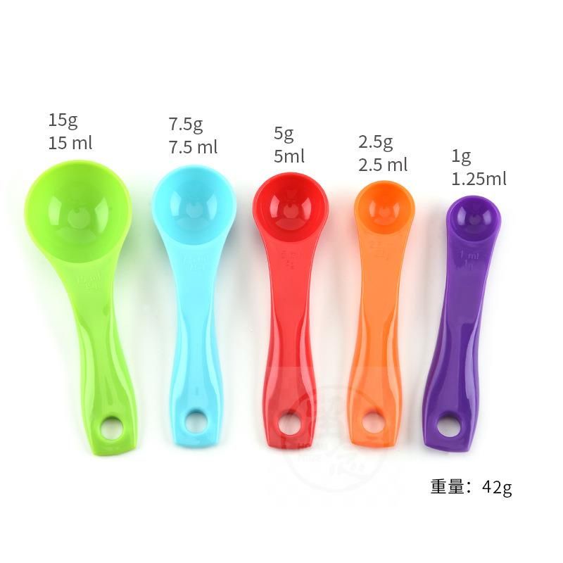 Set 5 thìa đong nhà bếp NHỰA pp màu sắc cầu vồng xA6