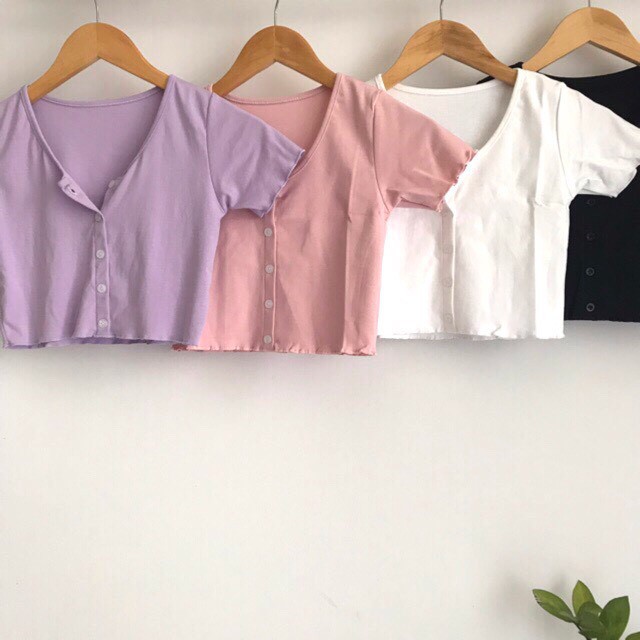 Áo Croptop SOfM WEAR nút giả (HỒNG, TÍM) | BigBuy360 - bigbuy360.vn