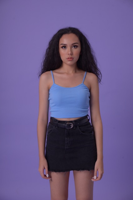 ÁO HAI DÂY MÀU XANH TRỜI FUNKY TRƠN HÀN QUỐC