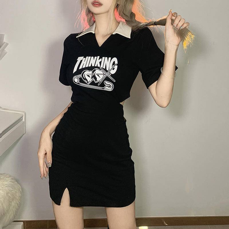 Đầm Ngắn Tay Lưng Cao Màu Trơn Phong Cách Âu Mỹ Thời Trang Mùa Hè Quyến Rũ Cho Nữ