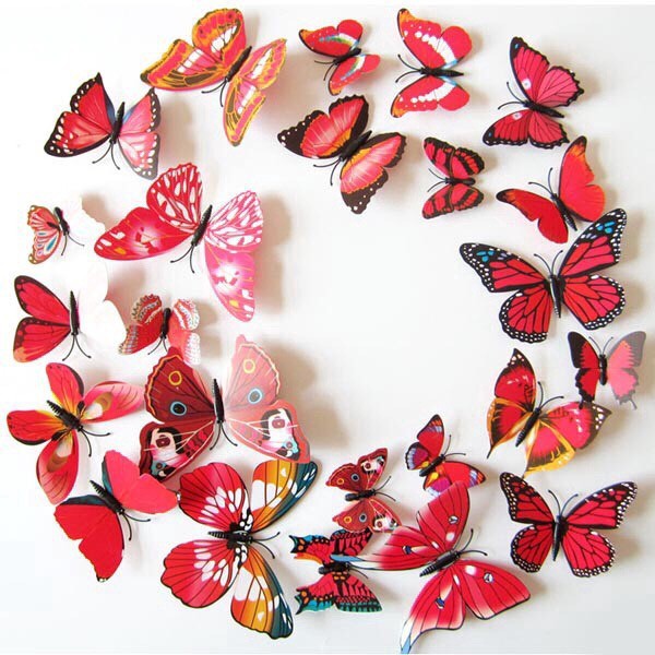 Combo 12 decal 3D hình bướm 3D dán tường dộc đáo