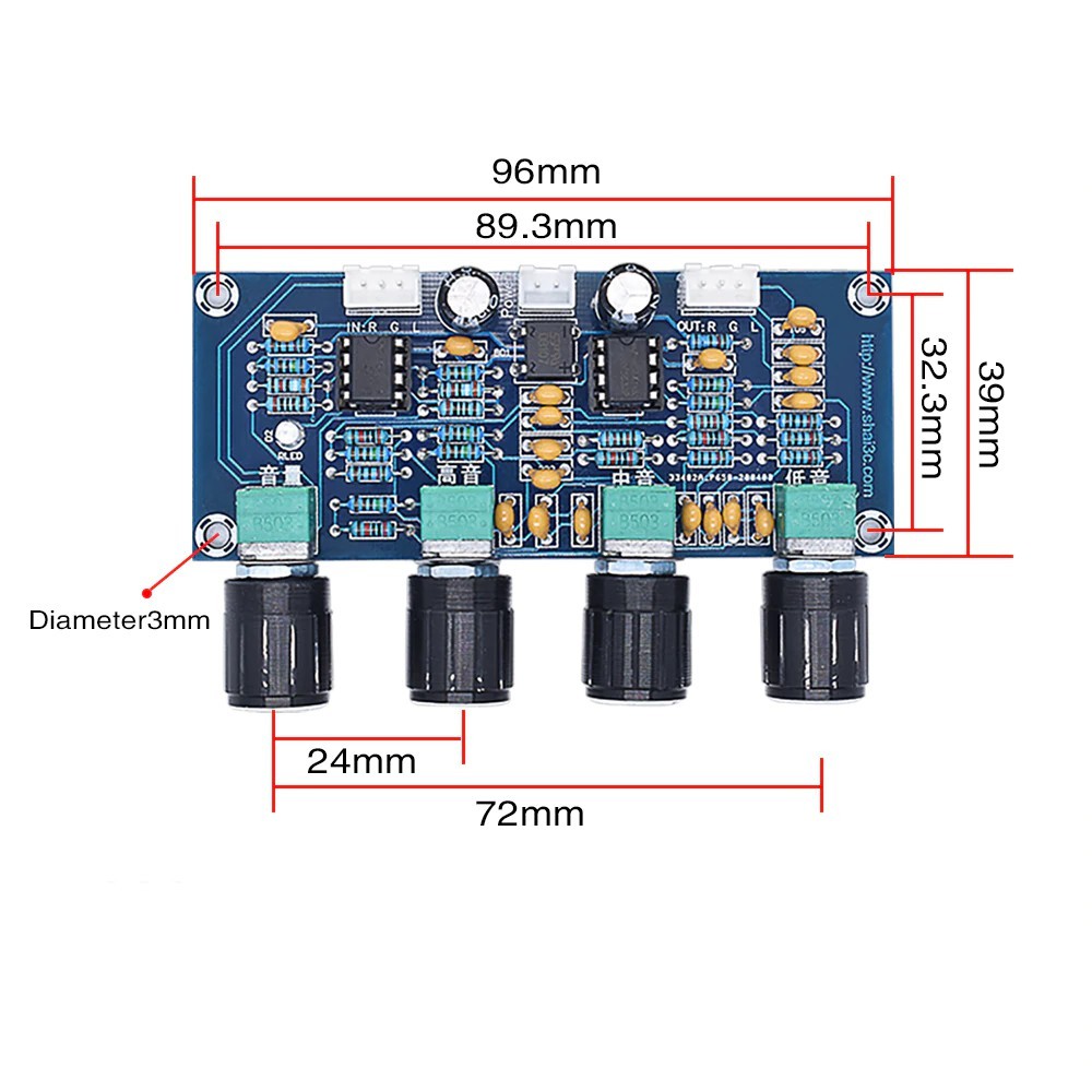 Mạch âm sắc Bass Treble Mid 12-24VDC