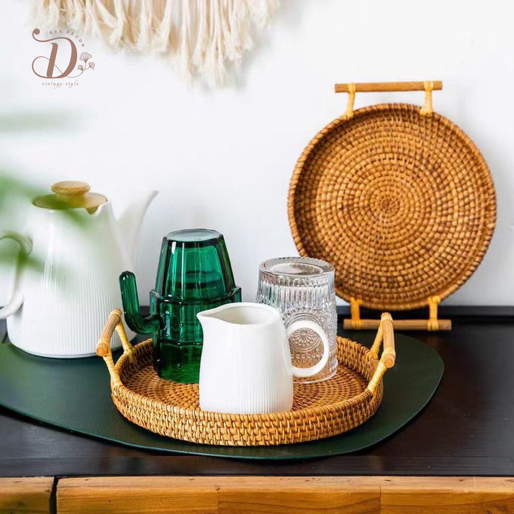 KHAY TRÒN MÂY CÓ TAY CẦM