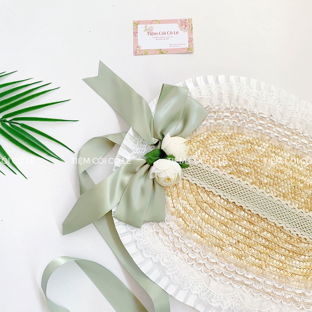 Nón cói ren hoa phong cách Lolita đi biển, chụp ảnh ngoại cảnh, lookbook xinh ngất ngây - Tiệm Cói Cô Lê
