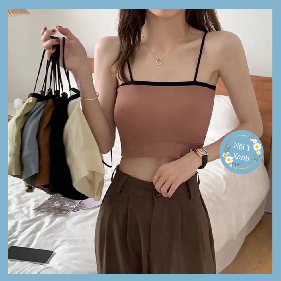 Áo Bra Thun 2 Dây Có Mút Ngực Gam Màu Pastel Quyến Rũ 388. nội y xanh chất đẹp cotton hai dây