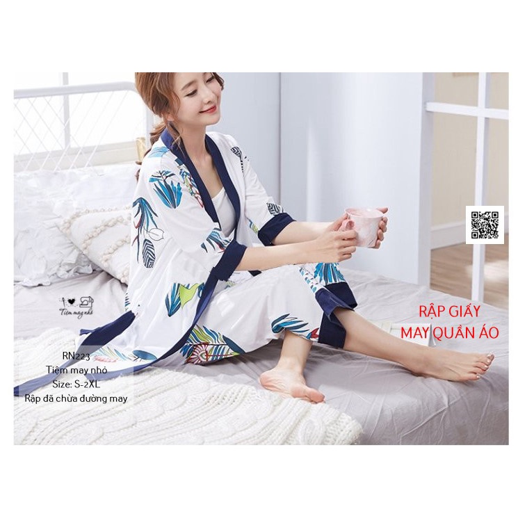 RN223_Rập giấy may bộ ngủ yukata nữ