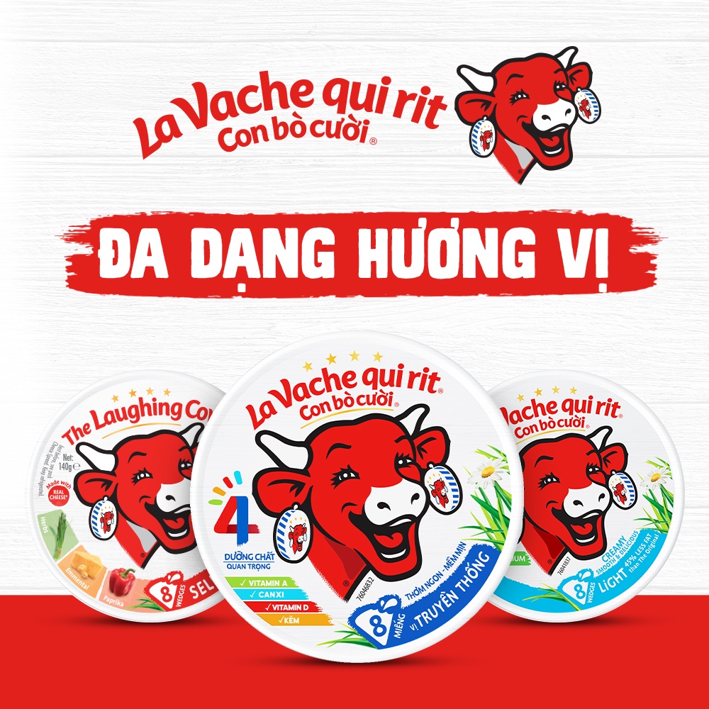 Phô mai Con Bò Cười 16 Miếng 224g – Vị truyền thống (La Vache qui Rit)