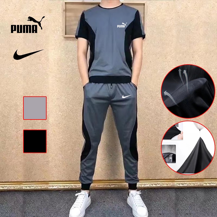 🔥Ship Today Bộ Áo Thun + Quần Dài Dáng Rộng Vải Lụa Lạnh Siêu Mỏng Nhanh Khô Size Lớn M-5XL Thời Trang Mùa Hè Cho Nam