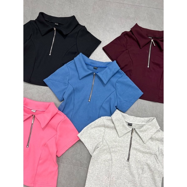 POLO CROPTOP▪️Áo Polo khoá zip tay ngắn