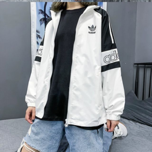 Áo khoác dù nữ in adidas siêu cá tính, unisex form rộng, ulzang, áo đôi_áo khoác size lớn