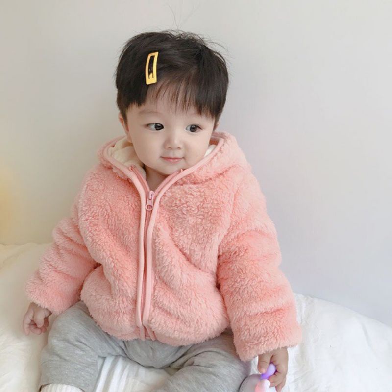 ÁO KHOÁC LÔNG TAI GẤU ĐÁNG YÊU CHO BÉ