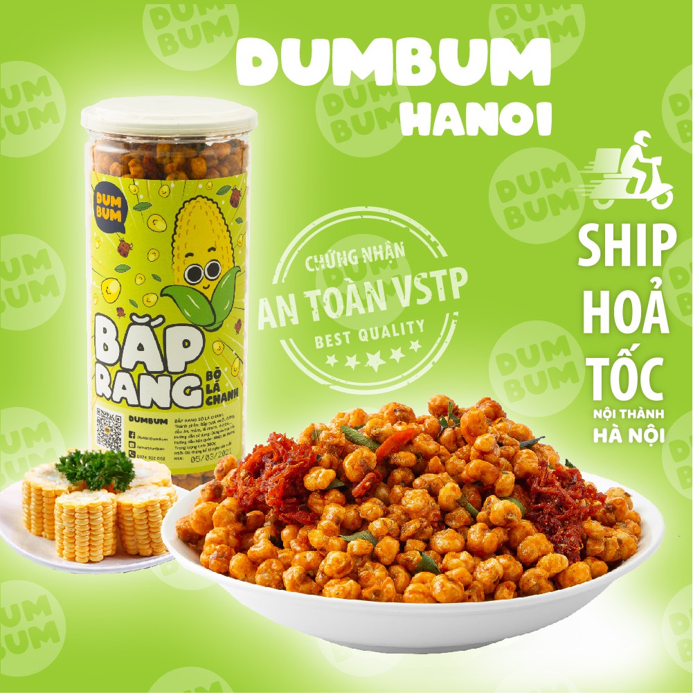 Ngô sấy giòn bò khô lá chanh DumBum đồ ăn vặt Hà Nội 380g