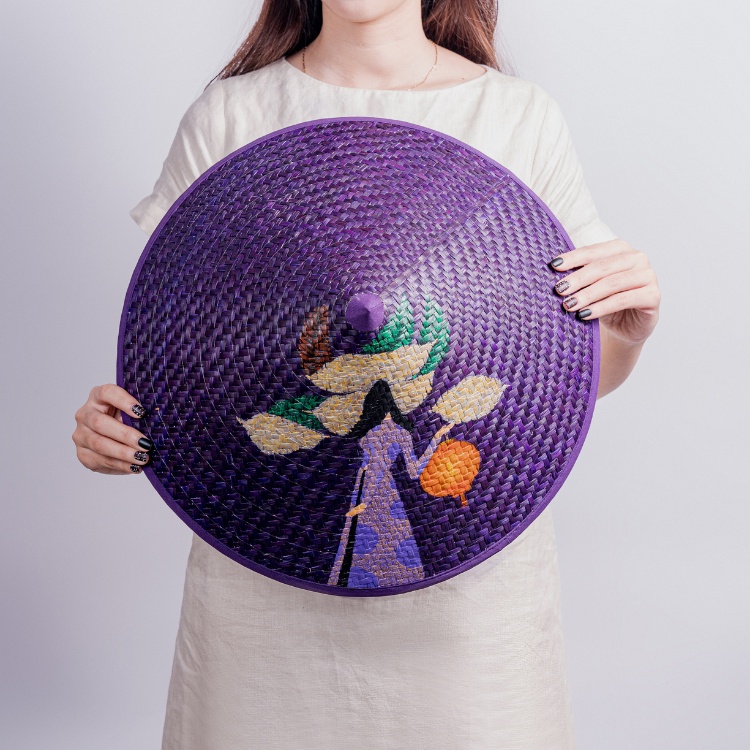 Nón cỏ bàng màu tím MARIES 16 vành đội nhẹ bền