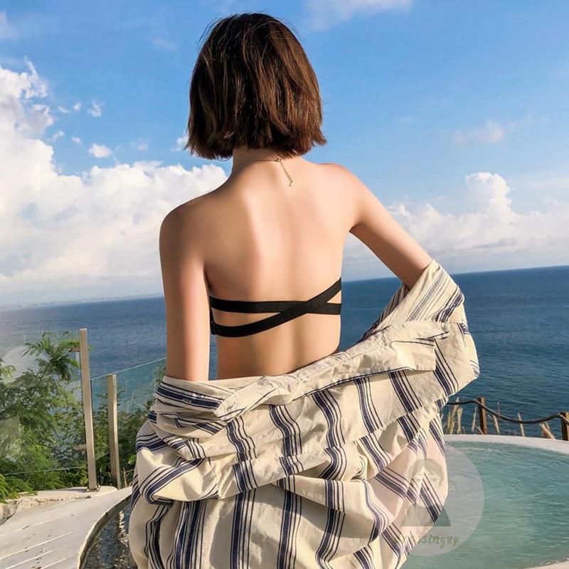 Áo Lót Nâng Ngực Màu Trơn Không Dây Lưng Cho Nữ