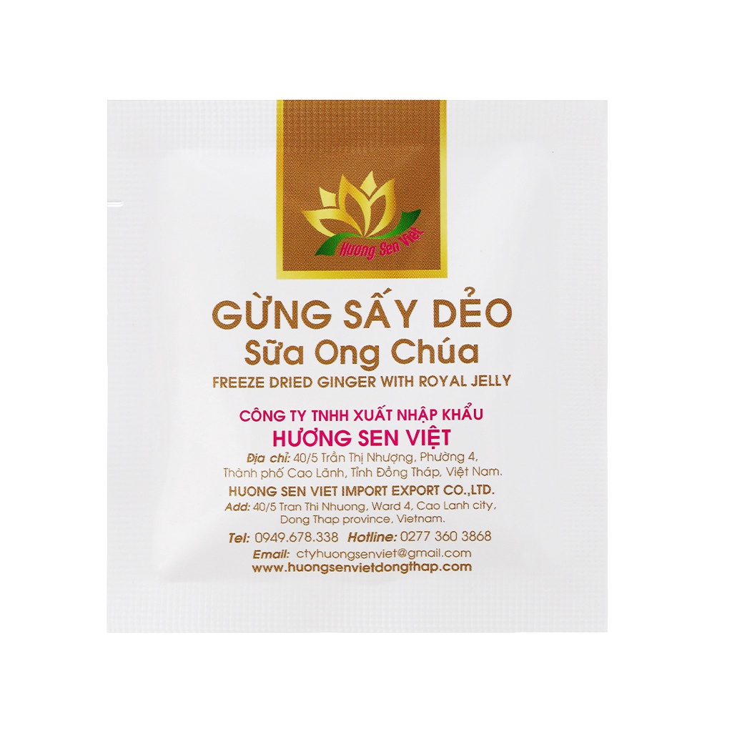 GỪNG SẤY DẺO SỮA ONG CHÚA 90g - HƯƠNG SEN VIỆT