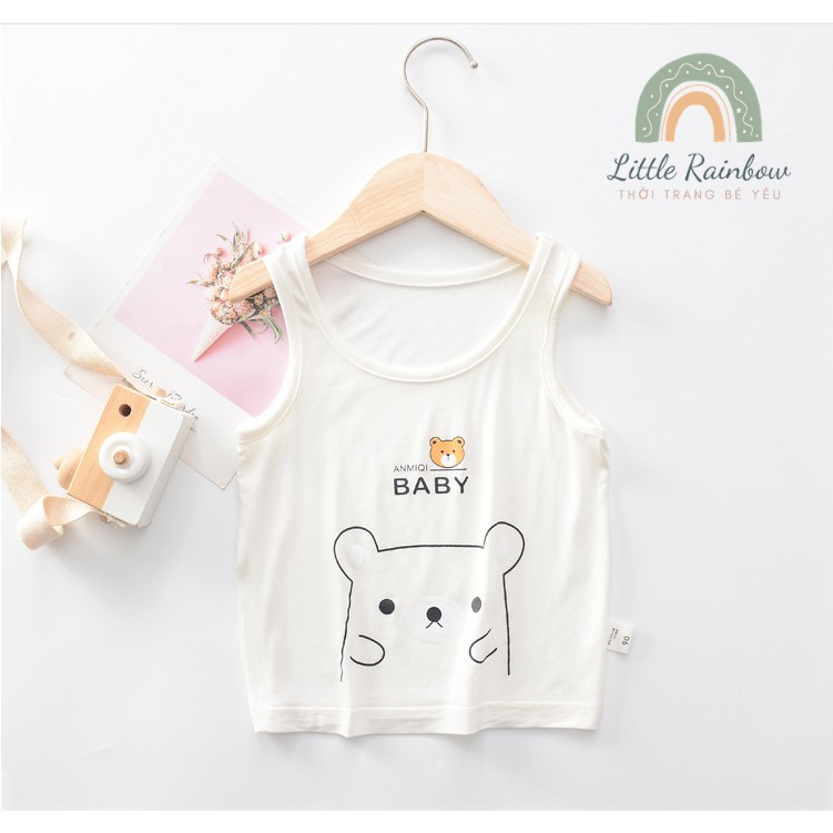 [HÀNG LOẠI 1] Áo ba lỗ 100% cotton in hình gấu cho bé từ 1 đến 8 tuổi