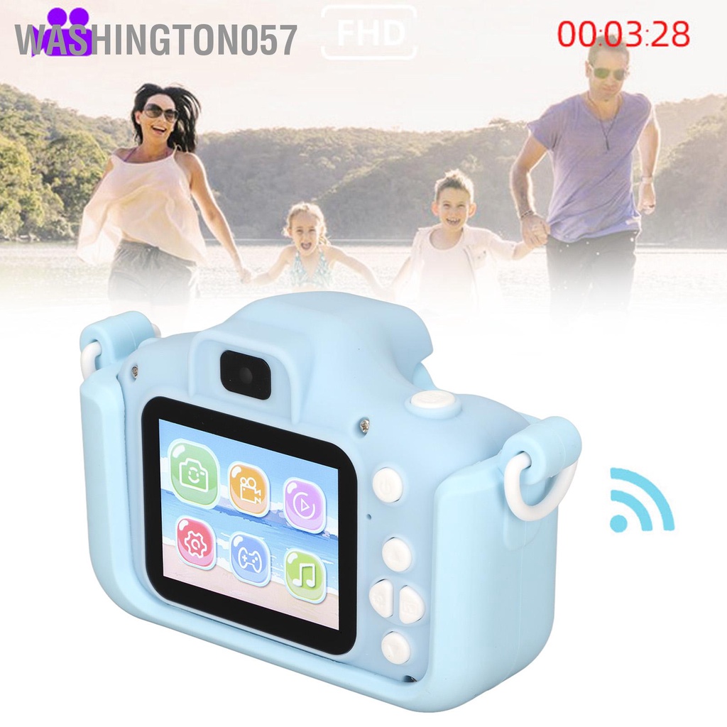Washington057 Máy ảnh kỹ thuật số trẻ em 2.0in Nhỏ gọn dễ thương Quay video Trò chơi MP3 Giáo dục đa chức năng