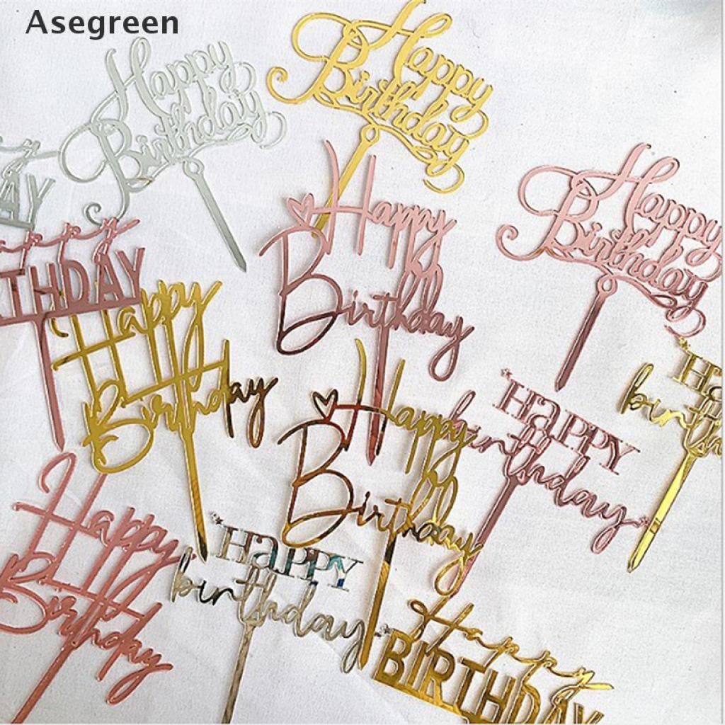 [Asegreen] PCS Glitter Paper Happy Birthday Cake Topper Cupcake Dessert Decor Supplies Good goods