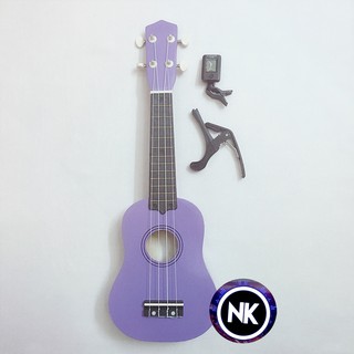 Gói Ukulele Soprano trơn nhiều màu + Máy lên dây + Capo - Có Sẵn