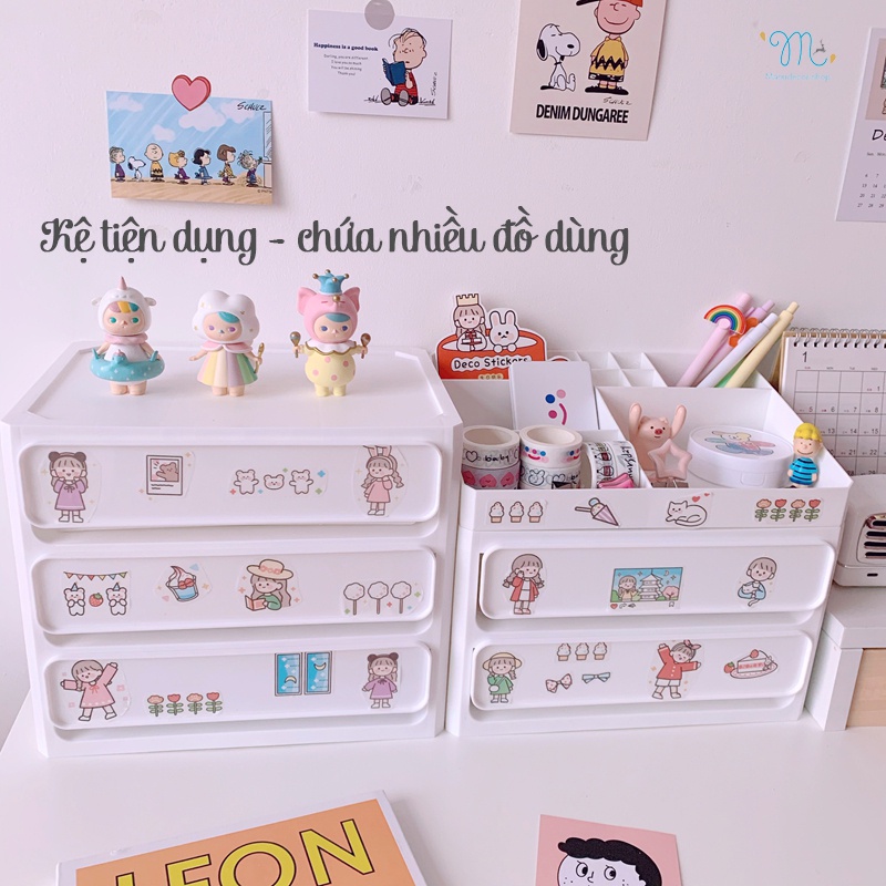 Tủ kệ đựng sách vở văn phòng phẩm + Tặng sticker decor kệ