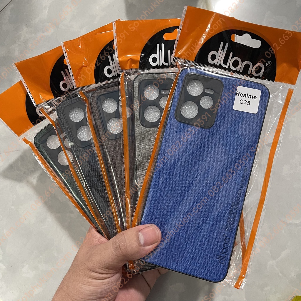 Ốp lưng realme C35 / Narzo 50A Prime da vải cực chất hot trend, ốp dẻo bảo vệ camera, bền đẹp nhiều màu [chính hãng dili