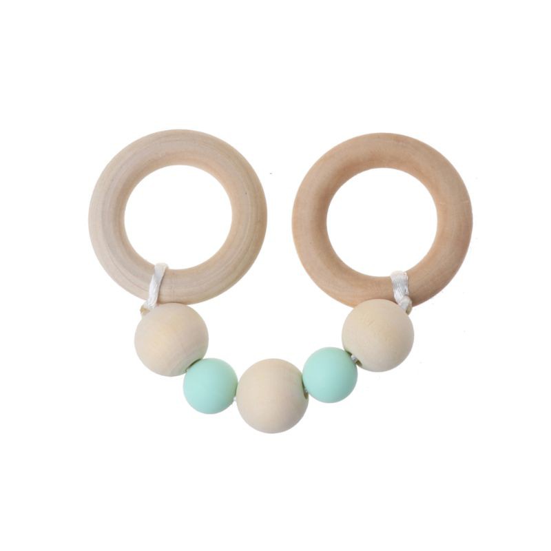 Lục Lạc Đồ Chơi Bằng Gỗ Và Silicone Đính Hạt Gỗ Cho Bé