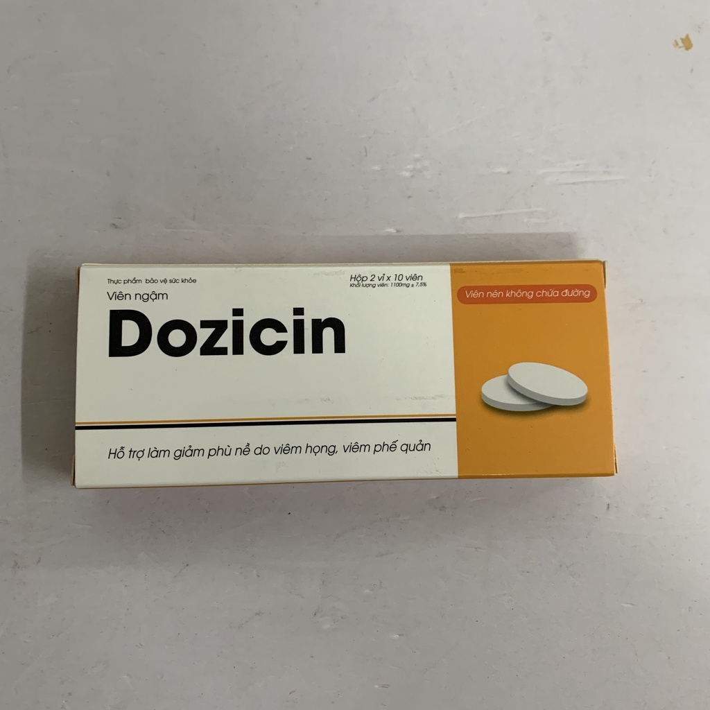 Viên ngậm sát trùng họng DOZICIN - hộp 2 vỉ x 10 viên