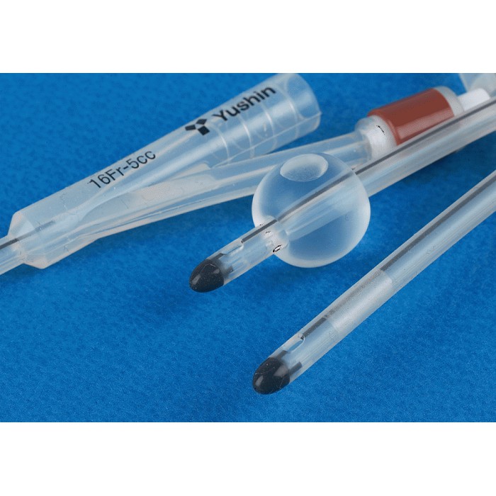 Ống thông tiểu lưu một tháng - foley 2 nhánh 100% silicone hiệu Yushin - Hàn Quốc 5cc, 5-10cc