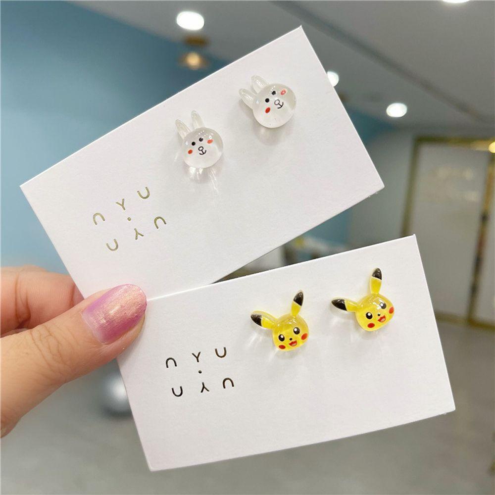Bông Tai Họa Tiết Hoạt Hình Pikachu Mặt Cười Doraemon Phong Cách Nhật Bản