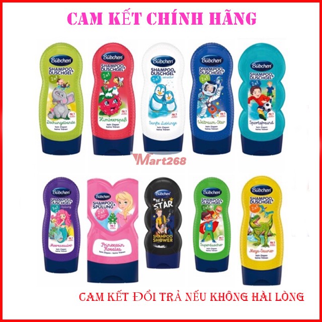 Sữa Tắm &amp; Dầu Gội 2in1 3in1 Bubchen Nestle Đức 230ml Đủ Màu An Toàn Cho Bé Nhập Khẩu Chính Hãng