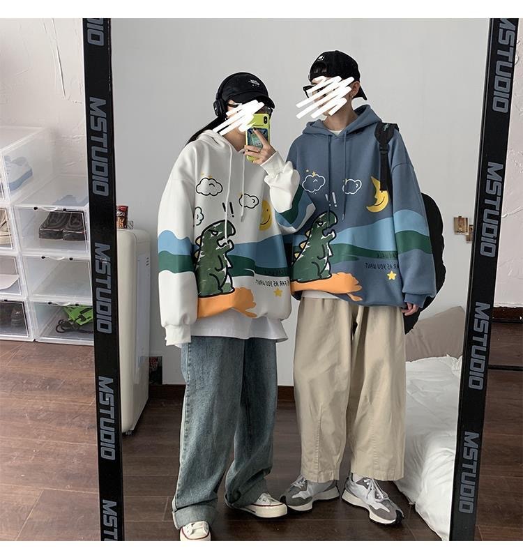 Áo Hoodie Dáng Rộng In Họa Tiết Hoạt Hình Phong Cách Hip Hop Dành Cho Cặp Đôi | BigBuy360 - bigbuy360.vn