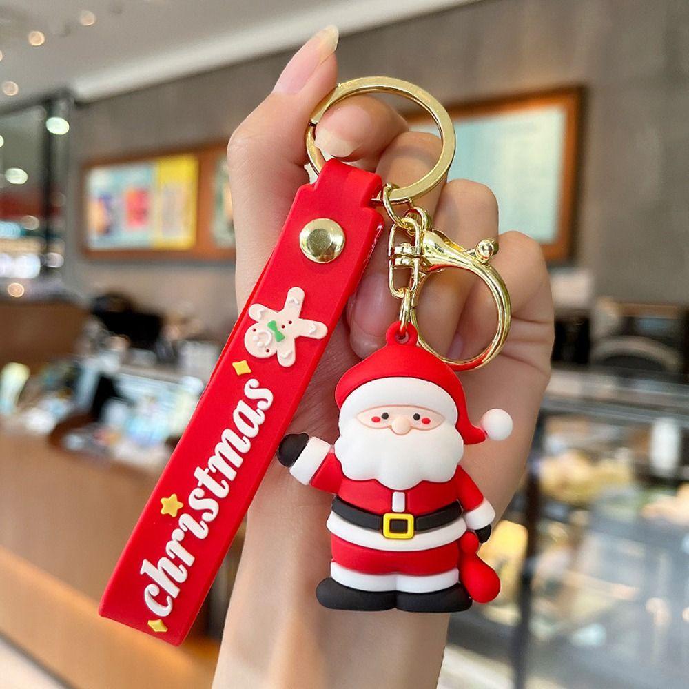 1 Móc Khóa Cao Su Hình Búp Bê Ông Già Noel Trang Trí Cây Thông Giáng Sinh Cho Bé Gái