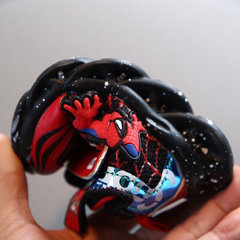 Giày thể thao spider man có đèn led nhấp nháy cho bé trai - Giày vải bé gái siêu nhân nhện đỏ, đế mềm nhẹ êm chân 98099