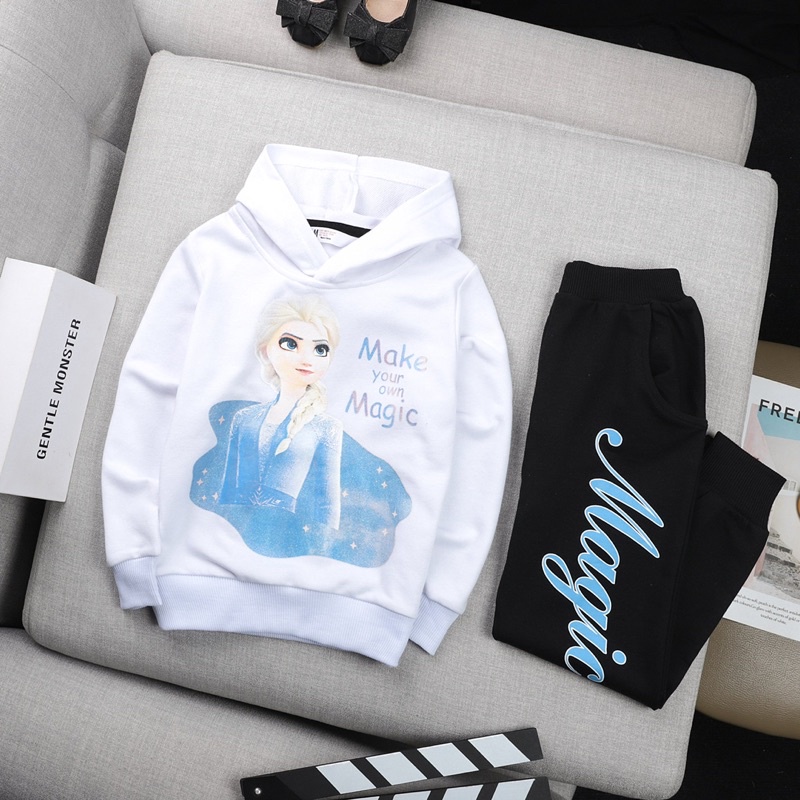 Bộ set Nỉ mũ hoodie bé gái xuất dư siêu mềm mịn 20-52kg