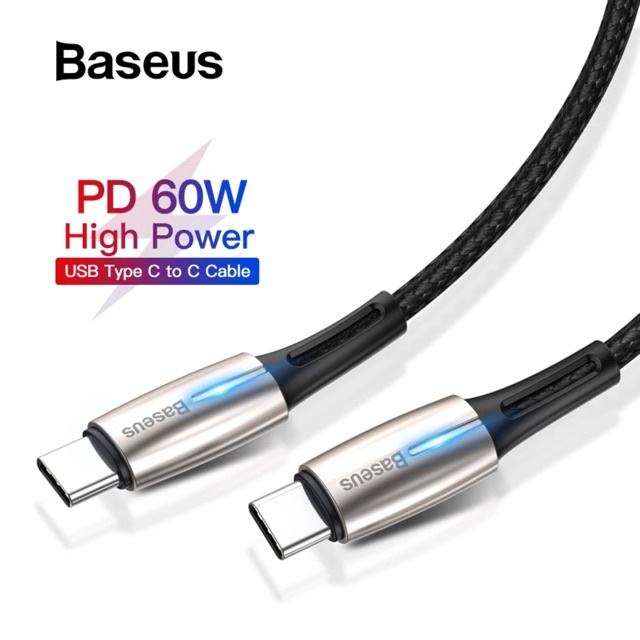 Dây cáp sạc 2 đầu type c baseus Type c to Type c CATSD-J sạc nhanh 60W PD QC3.0 macbook ipad samsung truyền dữ liệu 1m