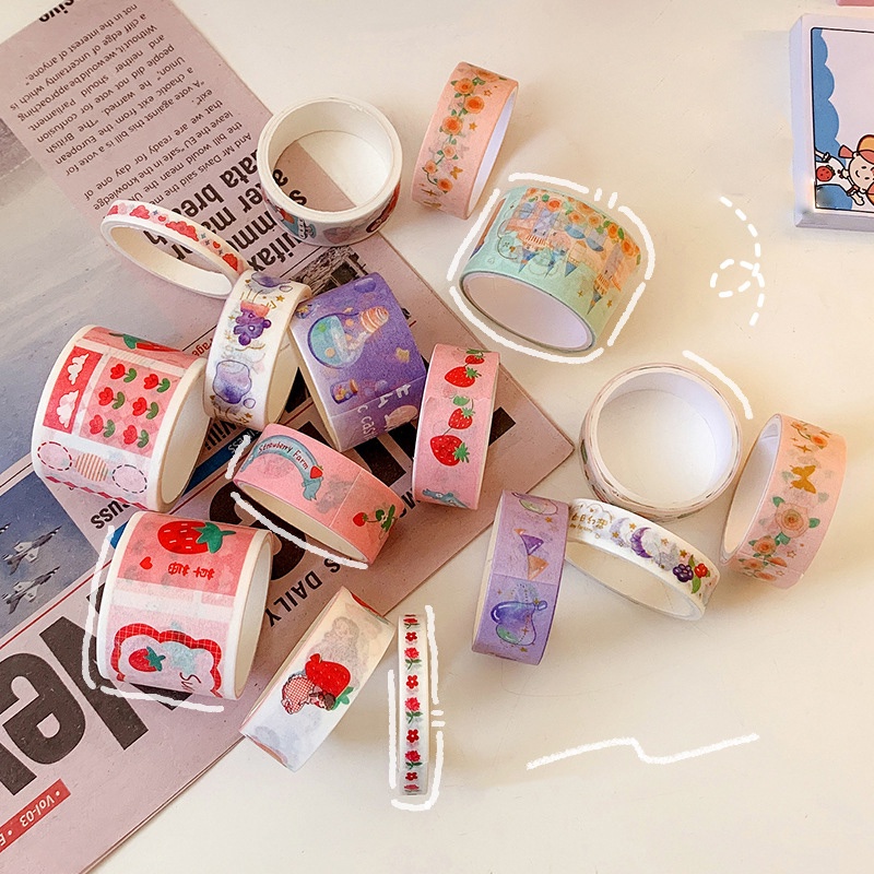 Combo 10 Cuộn Washi Tape Cartoon Hoạt Hình Chủ Đề Đáng Yêu
