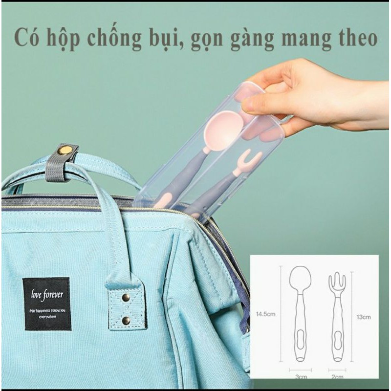 Thìa dĩa uốn cong cho bé tập ăn ( mẫu mới )